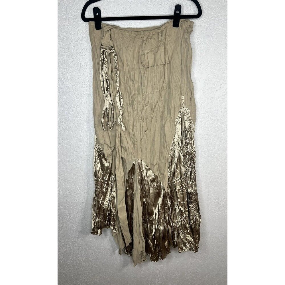 Saga Skirt Sand Color Zip Closure New NWTS Layered Boho Hippie Midi Maxi Gold 1E